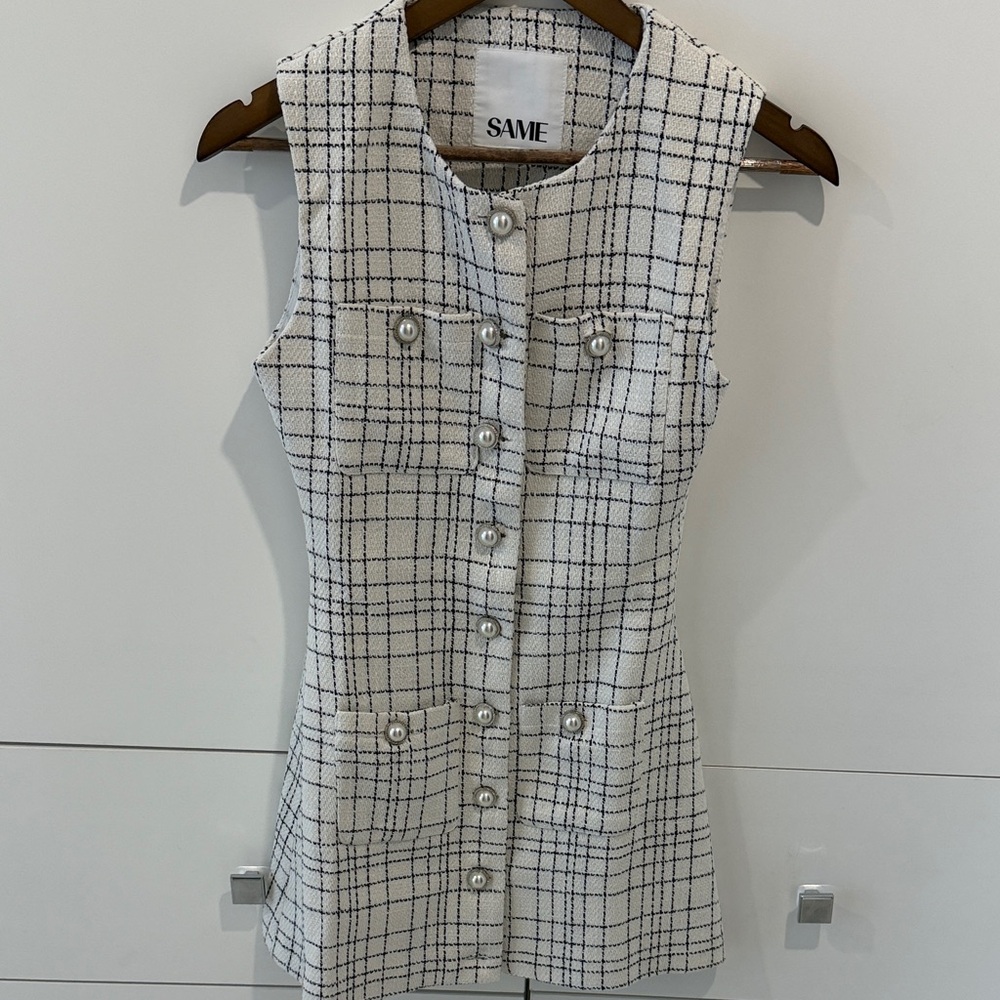 SAME Sleeveless Plaid Button-Up Dress size 00